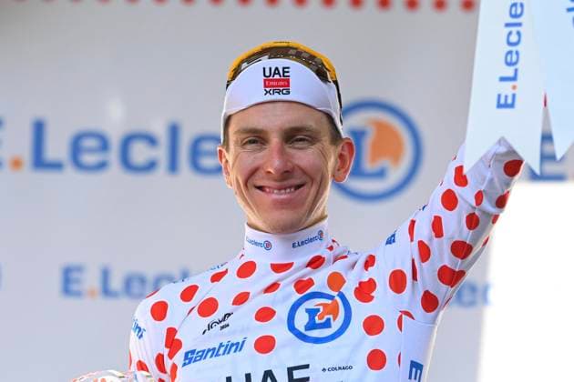 Tour de France 2026 Stage 17 VOIRON, FRANCE - JULY 22 : Pogacar Tadej (SLO) of UAE Team Emirates - XRG pictured with the polka dot jersey during the podium ceremony of stage 17 of the 113rd edition of Tour de France an UCI World Tour 2.UWT cycling road race stage for Men Elite of 175 km with start in Chambery and finish in Voiron on July 22, 2026 in Voiron, France, 22 07 2026 ( Motordriver Kurt Vandenborre - Voiron France  Copyright: xGvgx
