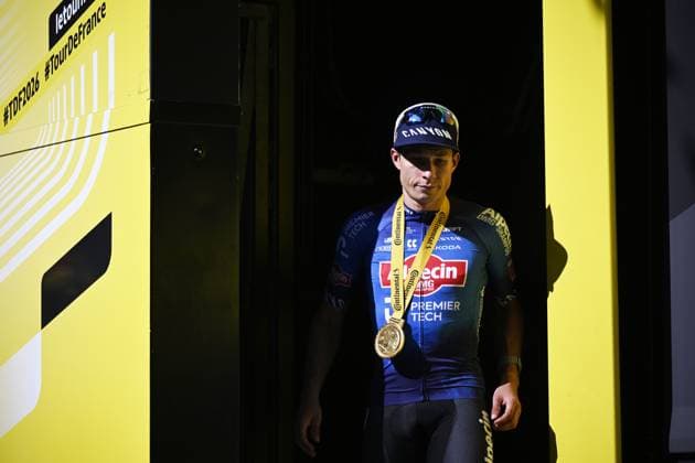 Belgian Jasper Philipsen of Alpecin-Premier Tech celebrates on the podium after winning stage 17 of the 2026 Tour de France cycling race, a stage of 175km from Chambery to Voiron, on Wednesday 22 July 2026. The 113th edition of the Tour de France starts on Saturday 4 July in Barcelona, Spain, and will finish in Paris, France on the 26th of July. JASPERxJACOBS  x181765815x