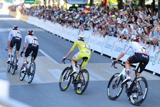 Tour de France 2026 - UCI Cycling Race Pierre Teyssot MAXPPP ; Tour de France 2026 - UCI Cycling Race. Voiron, France on July 22, 2026. 17th stage of the 113th edition of the Tour de France cycling race, 174,7 km between Chambéry and Voiron in the French Alps. At the finish, Tadej Pogacar (SLO) UAE TEAM EMIRATES XRG and Team mates Isaac Del Toro (MEX) UAE TEAM EMIRATES XRG Pierre Teyssot Maxppp Voiron Isere France  Copyright: xMAXPPPxPierrexTeyssotx TEY68125 TEY68125