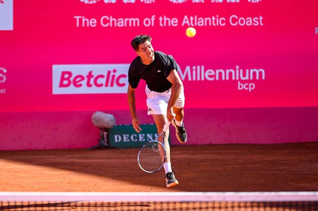 July 22, 2026, Lisbon, Lisbon, Portugal: TIAGO TORRES in action during the Round of 16 at the Millennium Estoril Open ATP, Tennis Herren tennis tournament at Clube de Tenis do Estoril. Lisbon Portugal - ZUMAr238 20260722_zip_r238_049 Copyright: xRicardoxRochax