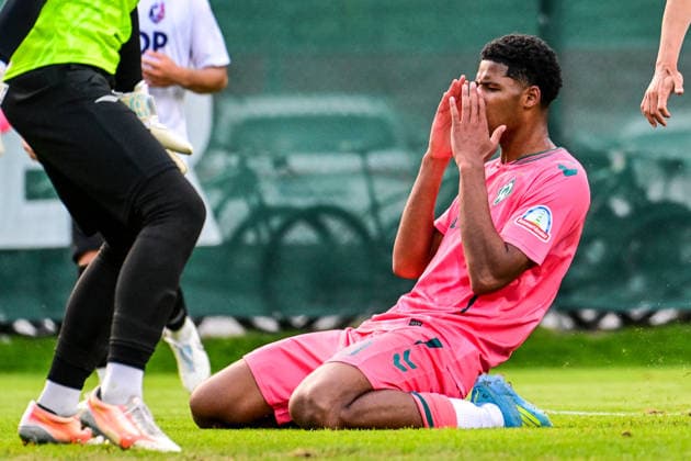 22.07.2026, AUT, Fußball, Herren, 1. Bundesliga, FSP, Saison 2026 2027, Zell am Ziller, SV Werder Bremen vs Fagiano Okayama Salim Musah (Werder Bremen, 29), Frust nach vergebener Torchance Zell am Ziller Parkstadion Tirol Österreich *** July 22, 2026, Austria, Soccer, Men s, 1. Bundesliga, FSP, 2026–2027 Season, Zell am Ziller, SV Werder Bremen vs. Fagiano Okayama, Salim Musah (Werder Bremen), 29, Frustration after a missed scoring opportunity, Zell am Ziller Parkstadion, Tyrol, Austria Copyright: xNordphotox xHafnerx