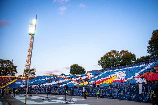 IPA86902555 - Levski fans choreography during the Champions League qualifying match between PFC Levski and SC Universitatea Craiova at Vivacom Arena Georgi Asparuhov in Sofia, Bulgaria, on July 22, 2026  Copyright: xIvanxSxIvanov IPAxSportx xx 86902555