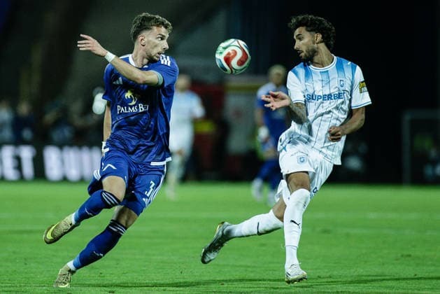 IPA86903535 - Levski s Nikola Serafimov in action against Universitatea s Stefan Baiaram during the Champions League qualifying match between PFC Levski and SC Universitatea Craiova at Vivacom Arena Georgi Asparuhov in Sofia, Bulgaria, on July 22, 2026  Copyright: xIvanxSxIvanov IPAxSportx xx 86903535
