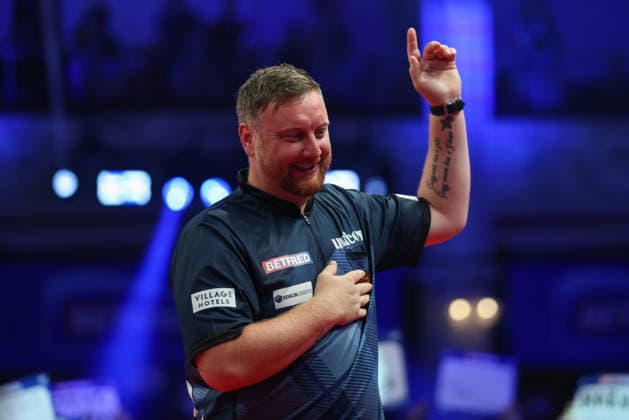 RECORD DATE NOT STATED 22nd July 2026, Winter Gardens, Blackpool, Lancashire, England; 2026 Betfred World Matchplay Darts, Day Five; Cameron Menzies during his walk on AidanxHunter