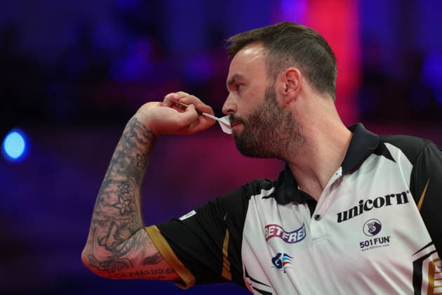 RECORD DATE NOT STATED 22nd July 2026, Winter Gardens, Blackpool, Lancashire, England; 2026 Betfred World Matchplay Darts, Day Five; Ross Smith in action at the oche during his game against Cameron Menzies AidanxHunter