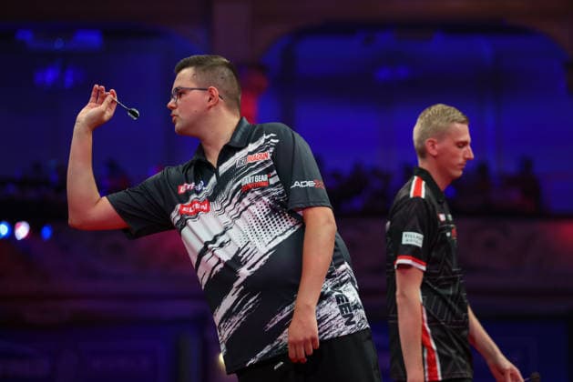 RECORD DATE NOT STATED 22nd July 2026, Winter Gardens, Blackpool, Lancashire, England; 2026 Betfred World Matchplay Darts, Day Five; Gian van Veen in action at the oche during his game against Wessel Nijman AidanxHunter