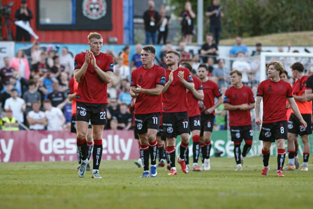 Players of Bohemians seen during UEFA Conference League qualifying game between teams of Bohemians FC and FC Ballkani (Maria Eduarda Lopes Ball Raw Images) Dublin Dalymount Park Ireland Copyright: xMariaxEduardaxLopesx mariaeduarda_bohemians_fcballkani_2627_3-35