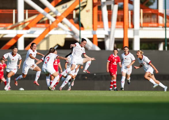 Wrexham, Wales, 22nd July 2026. Susanna Badalyan of Pyunik celebrates scoring their sides first goal during the Pyunik v Wrexham Women UEFA Womens Champions League Qualifying match at The Racecourse, Wrexham. Picture credit should read: Cody Froggatt Sportimage EDITORIAL USE ONLY. No use with unauthorised audio, video, data, fixture lists, club league logos or live services. Online in-match use limited to 120 images, no video emulation. No use in betting, games or single club league player publications. SPI_008_CF_PYUNIK_V_WREXHAM_WOMEN SPI-4881-0008