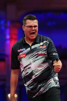 RECORD DATE NOT STATED 22nd July 2026, Winter Gardens, Blackpool, Lancashire, England; 2026 Betfred World Matchplay Darts, Day Five; Gian van Veen reacts during his game against Wessel Nijman AidanxHunter