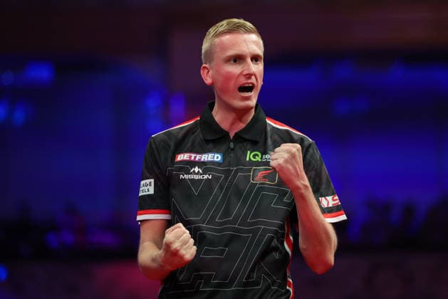 RECORD DATE NOT STATED 22nd July 2026, Winter Gardens, Blackpool, Lancashire, England; 2026 Betfred World Matchplay Darts, Day Five; Wessel Nijman reacts during his game against Gian van Veen AidanxHunter