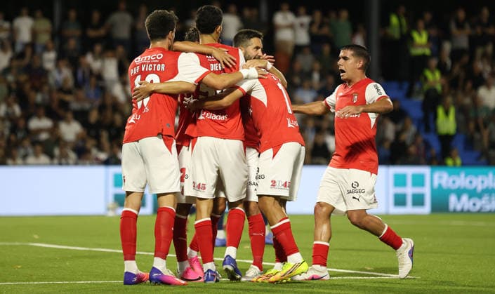 22.07.2026 Pancevo(Serbia) FK Zeleznicar Pancevo-SC Braga Conference League third leg qualifiers Joao Moutinho(C),Victor Gomez(R) Braga celebration :S.Sandic