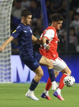22.07.2026 Pancevo(Serbia) FK Zeleznicar Pancevo-SC Braga Conference League third leg qualifiers Pau Victor (R) Braga,Janko Jevremovic(L) Zeleznicar Pancevo :S.Sandic