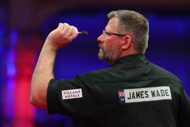 RECORD DATE NOT STATED 22nd July 2026, Winter Gardens, Blackpool, Lancashire, England; 2026 Betfred World Matchplay Darts, Day Five; James Wade in action at the oche during his game against Ryan Searle AidanxHunter