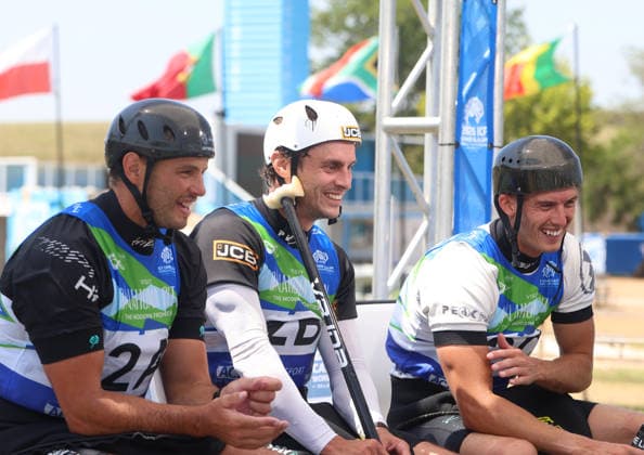 July 22, 2026, Oklahoma City, Oklahoma, USA: RYAN WESTLEY, ADAM BURGESS, PETER LINKSTED of Great Britain gold medalist of Men s Canoe Teams on 2026 ICF Canoe Slalom World Championships, Oklahoma City, USA. ICF Canoe Slalom World Championships 2026 - Ryan Westley, Adam Burgess, Peter Linksted  - ZUMAc278 20260722_zsp_c278_002 Copyright: xMarcinxCholewinskix