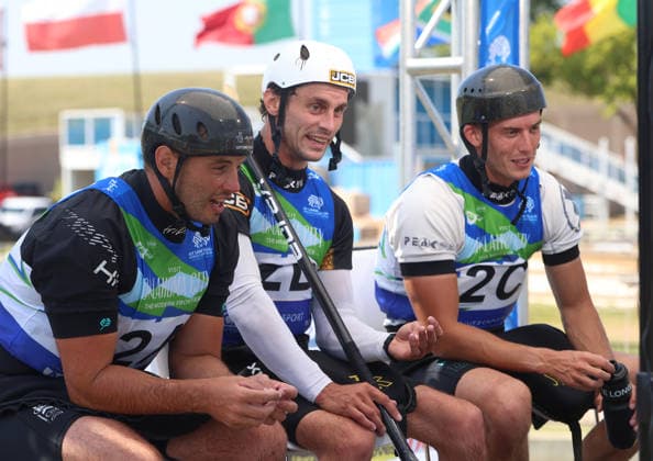 July 22, 2026, Oklahoma City, Oklahoma, USA: RYAN WESTLEY, ADAM BURGESS, PETER LINKSTED of Great Britain gold medalist of Men s Canoe Teams on 2026 ICF Canoe Slalom World Championships, Oklahoma City, USA. ICF Canoe Slalom World Championships 2026 - Ryan Westley, Adam Burgess, Peter Linksted  - ZUMAc278 20260722_zsp_c278_003 Copyright: xMarcinxCholewinskix