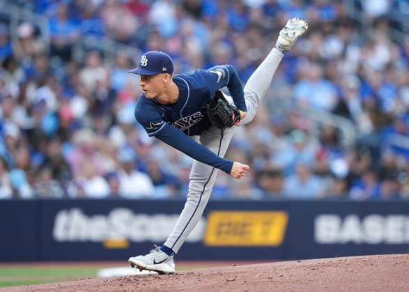 July 22, 2026, Toronto, On, CANADA: Tampa Bay Rays pitcher Griffin Jax (22) pitches against the Toronto Blue Jays during first inning MLB, Baseball Herren, USA baseball action in Toronto on Wednesday, July 22, 2026. Canada News - July 22, 2026  - ZUMAc35_ 20260722_zaf_c35_112 Copyright: xNathanxDenettex