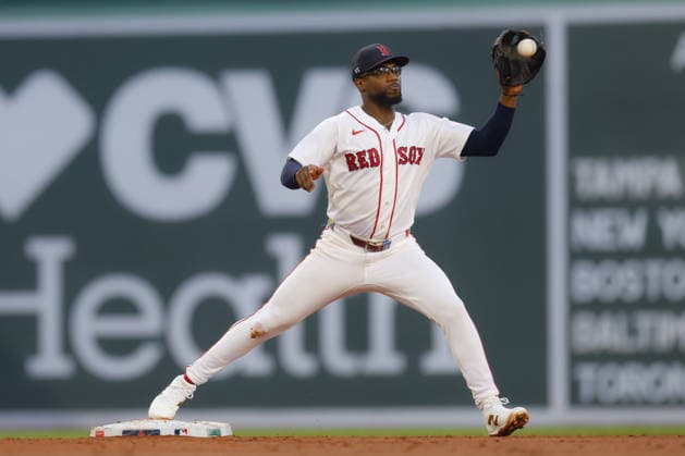 Boston Red Sox shortstop Andruw Monasterio makes a tag during the second inning against the Baltimore Orioles at Fenway Park in Boston, Massachusetts on Wednesday, July 22, 2026.  BOP20260722201 CJxGUNTHER