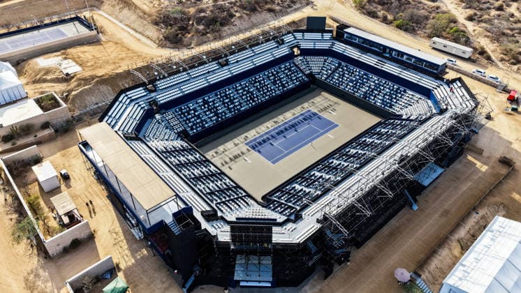 LOS CABOS TENNIS OPEN 2026 LOS CABOS TENNIS OPEN 2026 AERIAL VIEW 21072026 LOS CABOS, MEXICO. Aerial photo of the main stadium of the Cabo Sorts Complex, prior to the start of the Los Cabos Tennis Open 2026 in Baja California, Mexico. Foto area del estadio principal del Cabo Sports Complex, previa al arranque del Los Cabos Tennis Open 2026 en Baja California, Mexico. PHOTO BY IMAGENSHOP AGENCIA FOTOGRAFICA *** LOS CABOS TENNIS OPEN 2026 LOS CABOS TENNIS OPEN 2026 AERIAL VIEW 21072026 LOS CABOS, MEXICO Aerial photo of the main stadium of the Cabo Sports Complex, prior to the start of the Los Cabos Tennis Open 2026 in Baja California, Mexico Aerial view of the main stadium of the Cabo Sports Complex, prior to the start of the Los Cabos Tennis Open 2026 in Baja California, Mexico PHOTO BY IMAGENSHOP PHOTO AGENCY Copyright: xIMAGENSHOPxAGENCIAxFOTOGRAFICAx