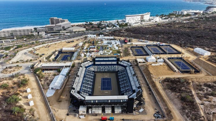 LOS CABOS TENNIS OPEN 2026 LOS CABOS TENNIS OPEN 2026 AERIAL VIEW 21072026 LOS CABOS, MEXICO. Aerial photo of the main stadium of the Cabo Sorts Complex, prior to the start of the Los Cabos Tennis Open 2026 in Baja California, Mexico. Foto area del estadio principal del Cabo Sports Complex, previa al arranque del Los Cabos Tennis Open 2026 en Baja California, Mexico. PHOTO BY IMAGENSHOP AGENCIA FOTOGRAFICA *** LOS CABOS TENNIS OPEN 2026 LOS CABOS TENNIS OPEN 2026 AERIAL VIEW 21072026 LOS CABOS, MEXICO Aerial photo of the main stadium of the Cabo Sports Complex, prior to the start of the Los Cabos Tennis Open 2026 in Baja California, Mexico Aerial view of the main stadium of the Cabo Sports Complex, prior to the start of the Los Cabos Tennis Open 2026 in Baja California, Mexico PHOTO BY IMAGENSHOP PHOTO AGENCY Copyright: xIMAGENSHOPxAGENCIAxFOTOGRAFICAx