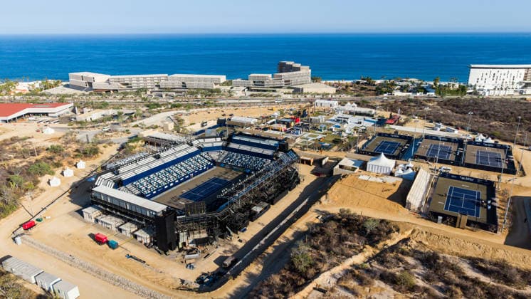 LOS CABOS TENNIS OPEN 2026 LOS CABOS TENNIS OPEN 2026 AERIAL VIEW 21072026 LOS CABOS, MEXICO. Aerial photo of the main stadium of the Cabo Sorts Complex, prior to the start of the Los Cabos Tennis Open 2026 in Baja California, Mexico. Foto area del estadio principal del Cabo Sports Complex, previa al arranque del Los Cabos Tennis Open 2026 en Baja California, Mexico. PHOTO BY IMAGENSHOP AGENCIA FOTOGRAFICA *** LOS CABOS TENNIS OPEN 2026 LOS CABOS TENNIS OPEN 2026 AERIAL VIEW 21072026 LOS CABOS, MEXICO Aerial photo of the main stadium of the Cabo Sports Complex, prior to the start of the Los Cabos Tennis Open 2026 in Baja California, Mexico Aerial view of the main stadium of the Cabo Sports Complex, prior to the start of the Los Cabos Tennis Open 2026 in Baja California, Mexico PHOTO BY IMAGENSHOP PHOTO AGENCY Copyright: xIMAGENSHOPxAGENCIAxFOTOGRAFICAx