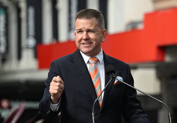 BRISBANE 2032 OLYMPICS, Queensland Deputy Premier, Jarrod Bleijie is seen at the unveiling of the count-down clock marking 6 years until the Brisbane 2032 Olympics, in the Queen Street Mall in Brisbane, Thursday, July 23, 2026. ( NO ARCHIVING BRISBANE QUEENSLAND AUSTRALIA  Copyright: xDARRENxENGLANDx 20260723118650517309