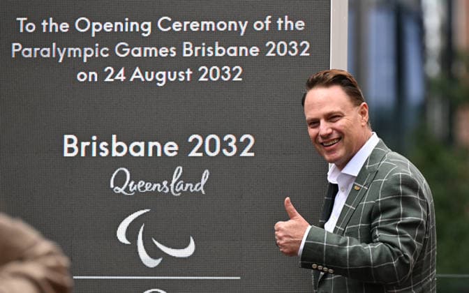 BRISBANE 2032 OLYMPICS, Brisbane Lord Mayor Adrian Schrinner is seen at the unveiling of the count-down clock marking 6 years until the Brisbane 2032 Olympics, in the Queen Street Mall in Brisbane, Thursday, July 23, 2026. ( NO ARCHIVING BRISBANE QUEENSLAND AUSTRALIA  Copyright: xDARRENxENGLANDx 20260723145230639619