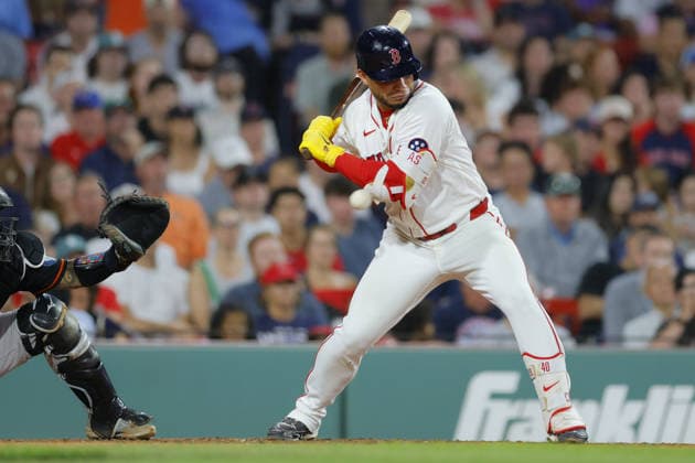 Boston Red Sox Willson Contreras reacts as he is hit by a pitch during the sixth inning against the Baltimore Orioles at Fenway Park in Boston, Massachusetts on Wednesday, July 22, 2026.  BOP20260722217 CJxGUNTHER