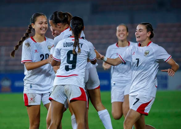 AFF Women s Cup 2026 Indonesia Vs Laos in Kuala Lumpur, Malaysia - 22 JULY 2026. Indonesia players seen celebrating after scoring a goal during the AFF Women s Cup 2026 Final match between Indonesia and Laos at Kuala Lumpur Football Stadium. Final score; Indonesia 5 : 0 Laos. Kuala Lumpur Malaysia Copyright: xWongxFokxLoyx xSOPAxImagesx 20260722_AFW_2482 copy