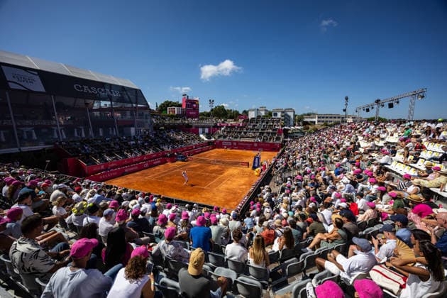Millennium Estoril Open 2026 at Clube de Tenis do Estoril in Cascais, Portugal - 22 JULY 2026. General view of the stadium during the tennis match between Nuno Borges of Portugal and Roman Burruchaga of Argentina during the Millennium Estoril Open 2026 at Clube de Tenis do Estoril. Alexander Blocky won 3-6, 6-4, 7-6 Cascais Portugal Copyright: xHenriquexCasinhasx xSOPAxImagesx HCASINHAS_22072026_ESTORILOPEN_ATP250_025