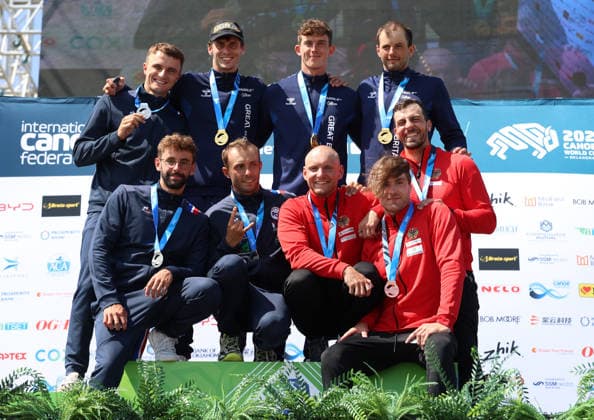 July 22, 2026, Oklahoma City, Oklahoma, USA: Team of Germany, France and Great Britain - medalist of Men s Canoe Teams on 2026 ICF Canoe Slalom World Championships, Oklahoma City, USA. ICF Canoe Slalom World Championships 2026 - Germany, France And Great Britain  - ZUMAc278 20260722_zsp_c278_014 Copyright: xMarcinxCholewinskix