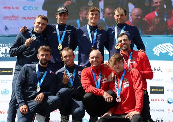 July 22, 2026, Oklahoma City, Oklahoma, USA: Team of Germany, France and Great Britain - medalist of Men s Canoe Teams on 2026 ICF Canoe Slalom World Championships, Oklahoma City, USA. ICF Canoe Slalom World Championships 2026 - Germany, France And Great Britain  - ZUMAc278 20260722_zsp_c278_018 Copyright: xMarcinxCholewinskix