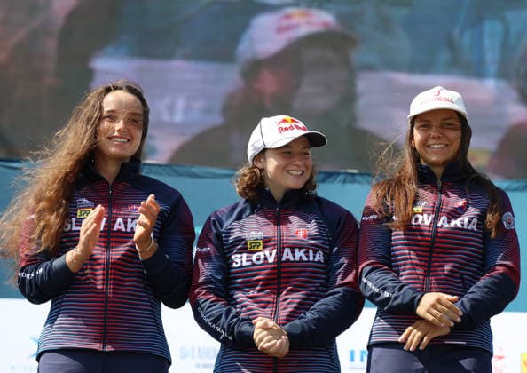July 22, 2026, Oklahoma City, Oklahoma, USA: SONA STANOVSKA, ZUZANA PANKOVA, EMANUELA LUKNAROVA of Slovakia gold medalist of Women s Canoe Teams on 2026 ICF Canoe Slalom World Championships, Oklahoma City, USA. ICF Canoe Slalom World Championships 2026 - Sona Stanovska, Zuzana Pankova, Emanuela Luknarova  - ZUMAc278 20260722_zsp_c278_021 Copyright: xMarcinxCholewinskix