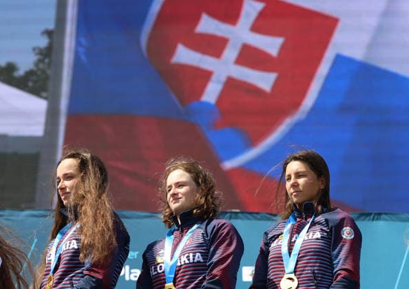 July 22, 2026, Oklahoma City, Oklahoma, USA: SONA STANOVSKA, ZUZANA PANKOVA, EMANUELA LUKNAROVA of Slovakia gold medalist of Women s Canoe Teams on 2026 ICF Canoe Slalom World Championships, Oklahoma City, USA. ICF Canoe Slalom World Championships 2026 - Sona Stanovska, Zuzana Pankova, Emanuela Luknarova  - ZUMAc278 20260722_zsp_c278_022 Copyright: xMarcinxCholewinskix