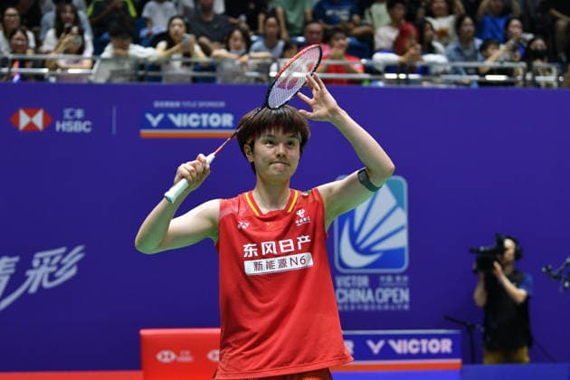CHANGZHOU, CHINA - JULY 23: Wang Zhiyi of China reacts in the Women s Singles Round of 16 match against Sim Yu-jin of South Korea on day 3 of the China Open 2026 at Changzhou Olympic Sports Center Gymnasium on July 23, 2026 in Changzhou, Jiangsu Province of China.  Copyright: xVCGx 111655926566