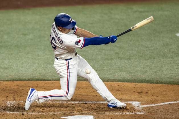 July 22, 2026, Arlington, Texas, USA: Texas Rangers designated hitter WYATT LANGFORD (36) at bat against the Chicago White Sox at Globe Life Field. White Sox win 4-2. MLB, Baseball Herren, USA 2026: White Sox 4:2 Rangers  - ZUMAf180 20260722_zsp_f180_016 Copyright: xMarkxFannx