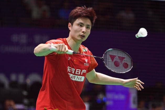 CHANGZHOU, CHINA - JULY 23: Shi Yuqi of China competes in the Men s Singles Round of 16 match against Panitchaphon Teeraratsakul of Thailand on day 3 of the China Open 2026 at Changzhou Olympic Sports Center Gymnasium on July 23, 2026 in Changzhou, Jiangsu Province of China.  Copyright: xVCGx 111655936325