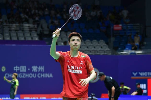 CHANGZHOU, CHINA - JULY 23: Shi Yuqi of China reacts in the Men s Singles Round of 16 match against Panitchaphon Teeraratsakul of Thailand on day 3 of the China Open 2026 at Changzhou Olympic Sports Center Gymnasium on July 23, 2026 in Changzhou, Jiangsu Province of China.  Copyright: xVCGx 111655936320