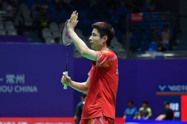 CHANGZHOU, CHINA - JULY 23: Shi Yuqi of China reacts in the Men s Singles Round of 16 match against Panitchaphon Teeraratsakul of Thailand on day 3 of the China Open 2026 at Changzhou Olympic Sports Center Gymnasium on July 23, 2026 in Changzhou, Jiangsu Province of China.  Copyright: xVCGx 111655936321