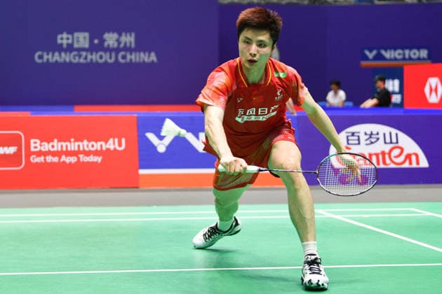 CHANGZHOU, CHINA - JULY 23: Shi Yuqi of China competes in the Men s Singles Round of 16 match against Panitchaphon Teeraratsakul of Thailand on day 3 of the China Open 2026 at Changzhou Olympic Sports Center Gymnasium on July 23, 2026 in Changzhou, Jiangsu Province of China.  Copyright: xVCGx 111655936322