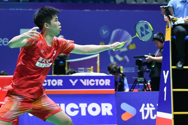 CHANGZHOU, CHINA - JULY 23: Weng Hongyang of China competes in the Men s Singles Round of 16 match against Leong Jun Hao of Malaysia on day 3 of the China Open 2026 at Changzhou Olympic Sports Center Gymnasium on July 23, 2026 in Changzhou, Jiangsu Province of China.  Copyright: xVCGx 111655939259