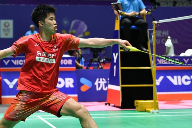 CHANGZHOU, CHINA - JULY 23: Weng Hongyang of China competes in the Men s Singles Round of 16 match against Leong Jun Hao of Malaysia on day 3 of the China Open 2026 at Changzhou Olympic Sports Center Gymnasium on July 23, 2026 in Changzhou, Jiangsu Province of China.  Copyright: xVCGx 111655939254