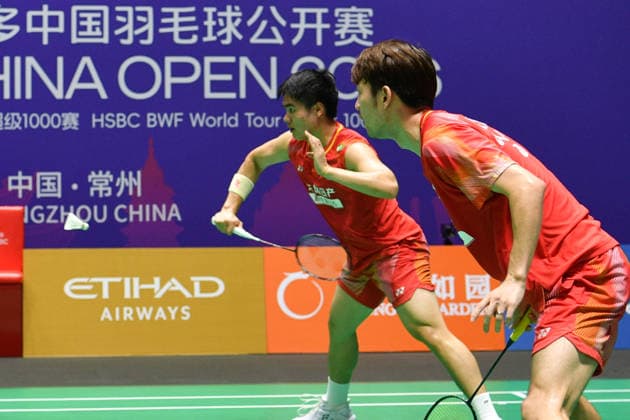 CHANGZHOU, CHINA - JULY 23: Liang Weikeng and Wang Chang of China compete in the Men s Doubles Round of 16 match against Choi Sol-gyu of South Korea and Goh V Shem of Malaysia on day 3 of the China Open 2026 at Changzhou Olympic Sports Center Gymnasium on July 23, 2026 in Changzhou, Jiangsu Province of China.  Copyright: xVCGx 111655938952