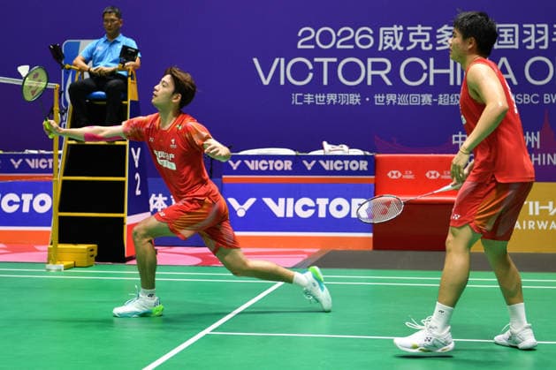 CHANGZHOU, CHINA - JULY 23: Liang Weikeng and Wang Chang of China compete in the Men s Doubles Round of 16 match against Choi Sol-gyu of South Korea and Goh V Shem of Malaysia on day 3 of the China Open 2026 at Changzhou Olympic Sports Center Gymnasium on July 23, 2026 in Changzhou, Jiangsu Province of China.  Copyright: xVCGx 111655938954