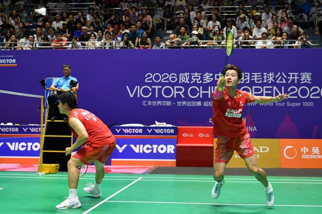 CHANGZHOU, CHINA - JULY 23: Liang Weikeng and Wang Chang of China compete in the Men s Doubles Round of 16 match against Choi Sol-gyu of South Korea and Goh V Shem of Malaysia on day 3 of the China Open 2026 at Changzhou Olympic Sports Center Gymnasium on July 23, 2026 in Changzhou, Jiangsu Province of China.  Copyright: xVCGx 111655938957