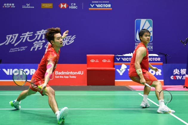 CHANGZHOU, CHINA - JULY 23: Liang Weikeng and Wang Chang of China compete in the Men s Doubles Round of 16 match against Choi Sol-gyu of South Korea and Goh V Shem of Malaysia on day 3 of the China Open 2026 at Changzhou Olympic Sports Center Gymnasium on July 23, 2026 in Changzhou, Jiangsu Province of China.  Copyright: xVCGx 111655938961