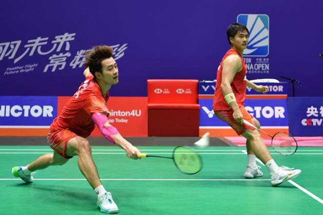 CHANGZHOU, CHINA - JULY 23: Liang Weikeng and Wang Chang of China compete in the Men s Doubles Round of 16 match against Choi Sol-gyu of South Korea and Goh V Shem of Malaysia on day 3 of the China Open 2026 at Changzhou Olympic Sports Center Gymnasium on July 23, 2026 in Changzhou, Jiangsu Province of China.  Copyright: xVCGx 111655938962