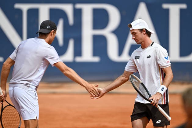TENNIS - ATP, Tennis Herren Generali Open 2026 KITZBUEHEL,AUSTRIA,23.JUL.26 - TENNIS - ATP World Tour, Generali Open. Image shows Joel Schwaerzler and Lukas Neumayer (AUT).  GEPAxpictures xDanielxSchoenherr