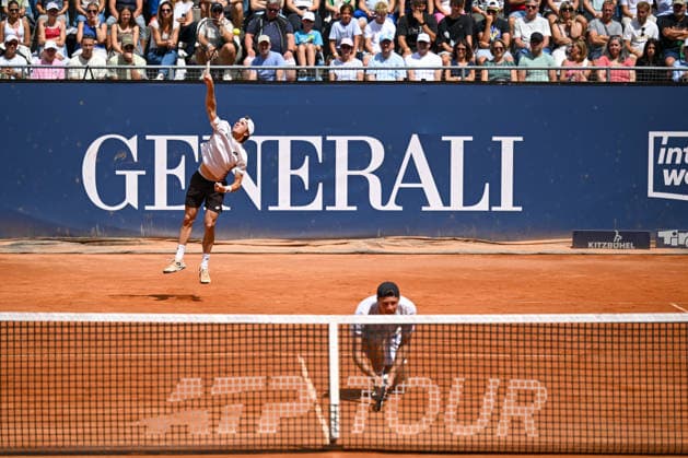 TENNIS - ATP, Tennis Herren Generali Open 2026 KITZBUEHEL,AUSTRIA,23.JUL.26 - TENNIS - ATP World Tour, Generali Open. Image shows Lukas Neumayer and Joel Schwaerzler (AUT).  GEPAxpictures xDanielxSchoenherr