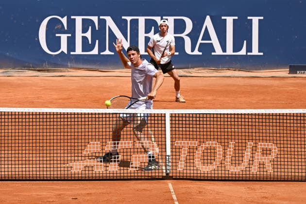 TENNIS - ATP, Tennis Herren Generali Open 2026 KITZBUEHEL,AUSTRIA,23.JUL.26 - TENNIS - ATP World Tour, Generali Open. Image shows Joel Schwaerzler and Lukas Neumayer (AUT).  GEPAxpictures xDanielxSchoenherr