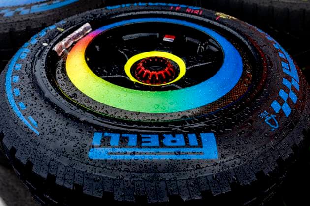 BUDAPEST - Pirelli rain tires during Formula 1 Hungary at the Hungaroring circuit on July 23, 2026 in Budapest, Hungary. (Photo by DeFodi Images) - *** BUDAPEST: Pirelli rain tires during the Formula 1 Hungarian Grand Prix at the Hungaroring circuit on July 23, 2026, in Budapest, Hungary. Photo by DeFodi Images
